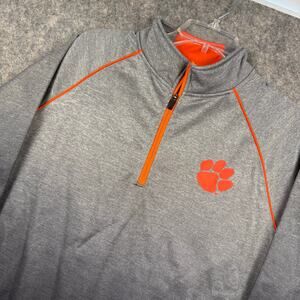 Clemson Tigers Men’s 1/4 Zip Pullover Gray Orange Paw Size Large 427